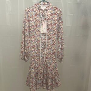 JessaKae Floral Long Sleeve Dress - Cream and Pink